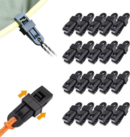 20 Planenclips, Robuste Verriegelungsklemmen, Zeltclips, Schwarz