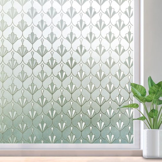 45 X 200 Cm Pvc-fensterfolie Mit Blumenmuster, Statisch Mattiert, Für Sichtschutz.