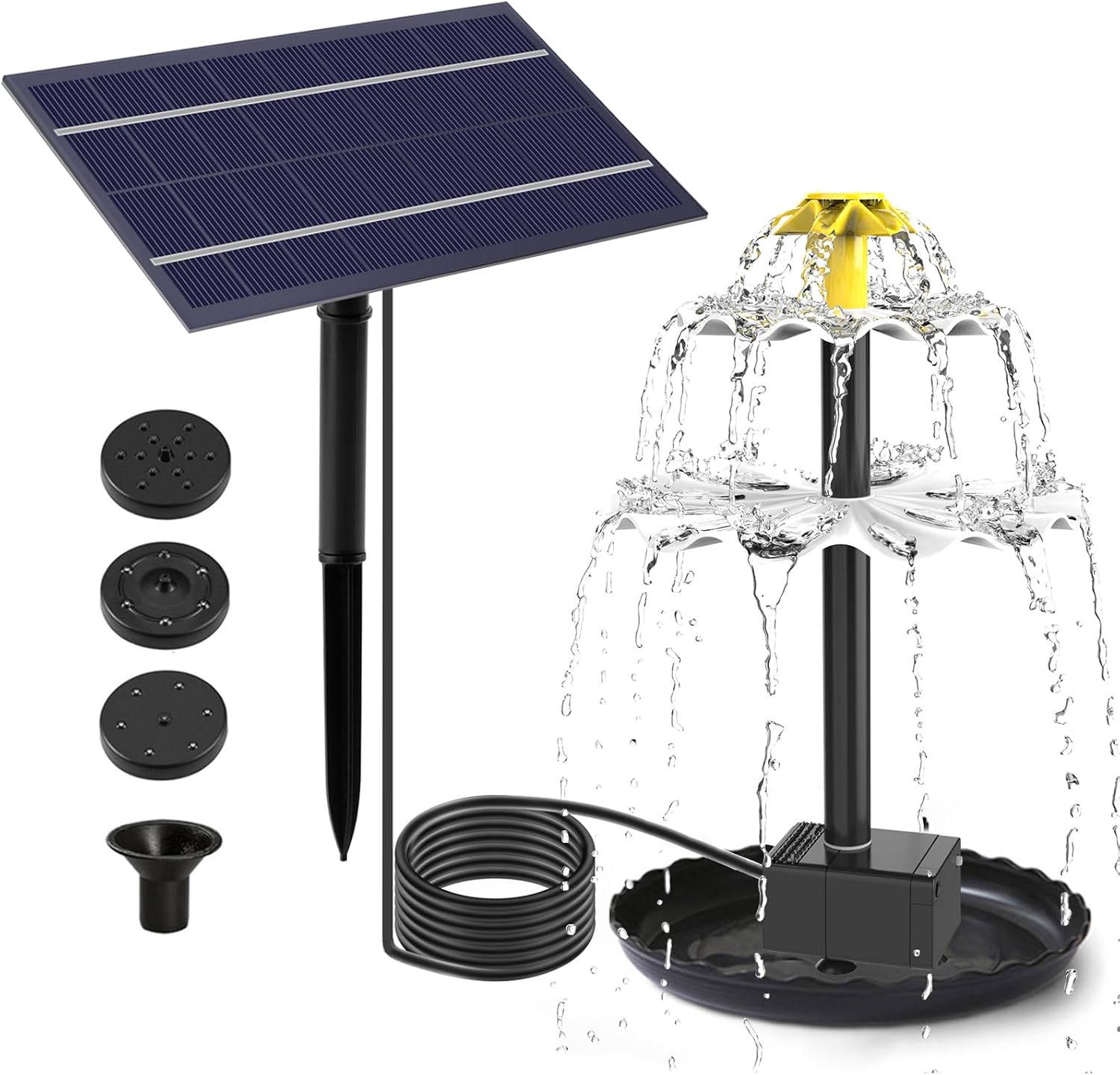 Gartenbrunnen - Solarpumpe Für Gartenteich, Vogeltränke, Gartenbrunnen, Solarbetriebene Wasserpumpe Mit Panel Für Wasserfall, Diy, Dekoration (2,5 W)