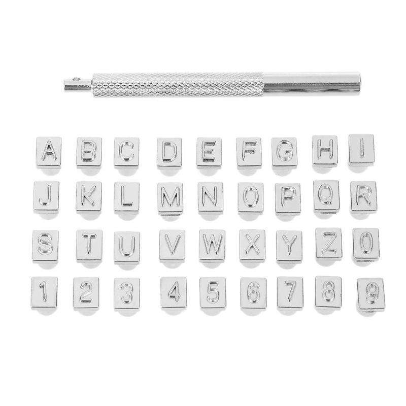 Silbernes 6-mm-metall-buchstabenstempelset Für Leder, Ton Und Bastelarbeiten Zum Markieren Von Taschen, Hüten Und Schuhen