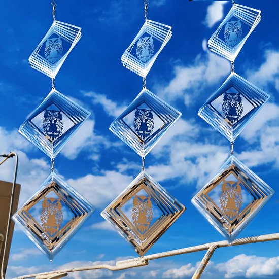 9-teiliges Set Doppelseitiger, Reflektierender Vogelabwehrscheiben Und Glitzernder Eulen-windmühle – Vogelabwehr Für Den Garten