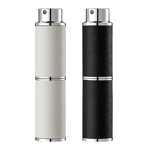 Set Mit 2 Parfümzerstäubern, 8 Ml Lederzerstäuber, Mini-reiseparfümzerstäuber (schwarz, Weiß)