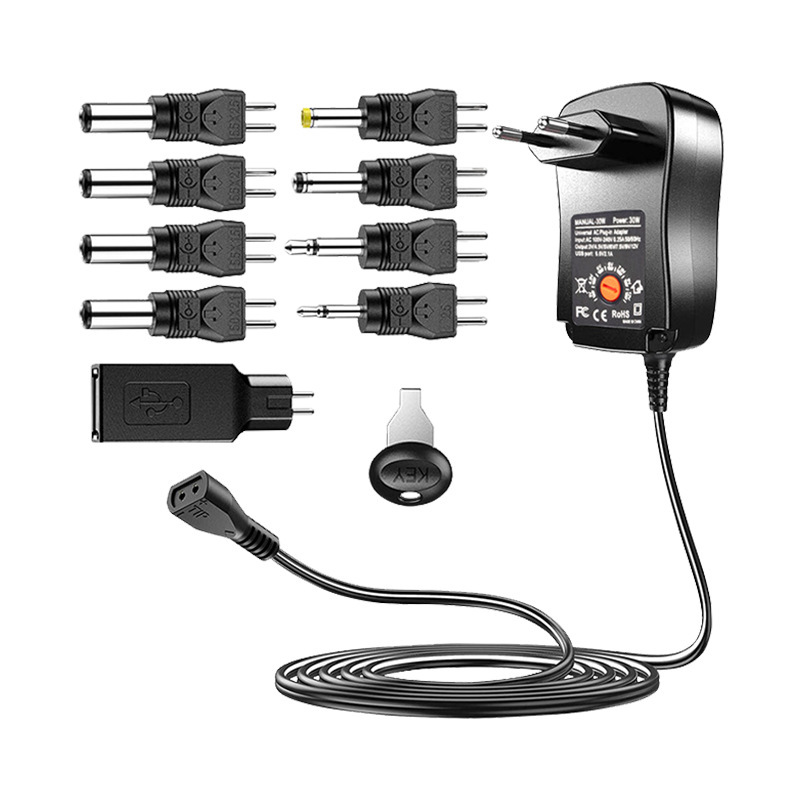Verstellbares Netzteil – Universelles Netzteil Mit Usb-anschluss – 3 V / 4,5 V / 5 V / 6 V / 7,5 V / 9 V / 12 V – 9 Stecker – Für Geräte Von 3 V Bis 12 V