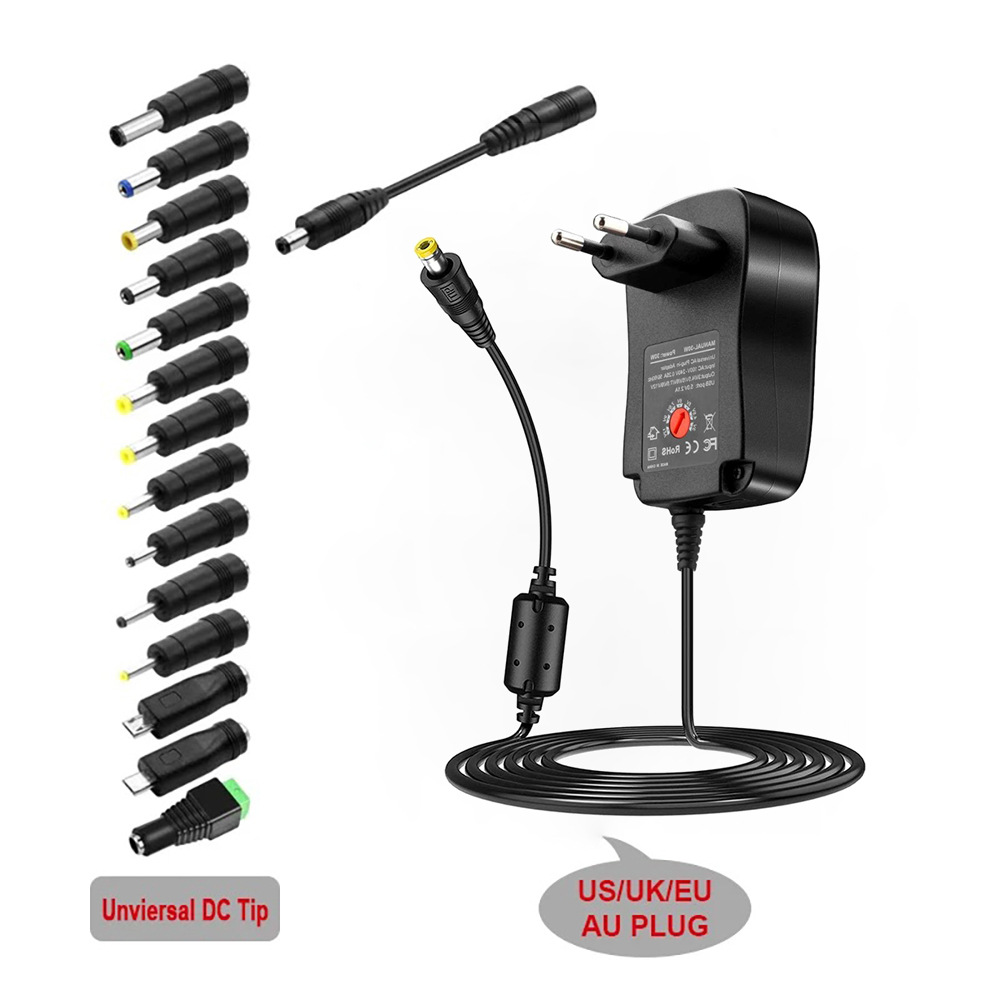 Verstellbares Netzteil – Universelles Netzteil Mit Usb-anschluss – 3 V / 4,5 V / 5 V / 6 V / 7,5 V / 9 V / 12 V – 14 Stecker – Für Geräte Von 3 V Bis 12 V