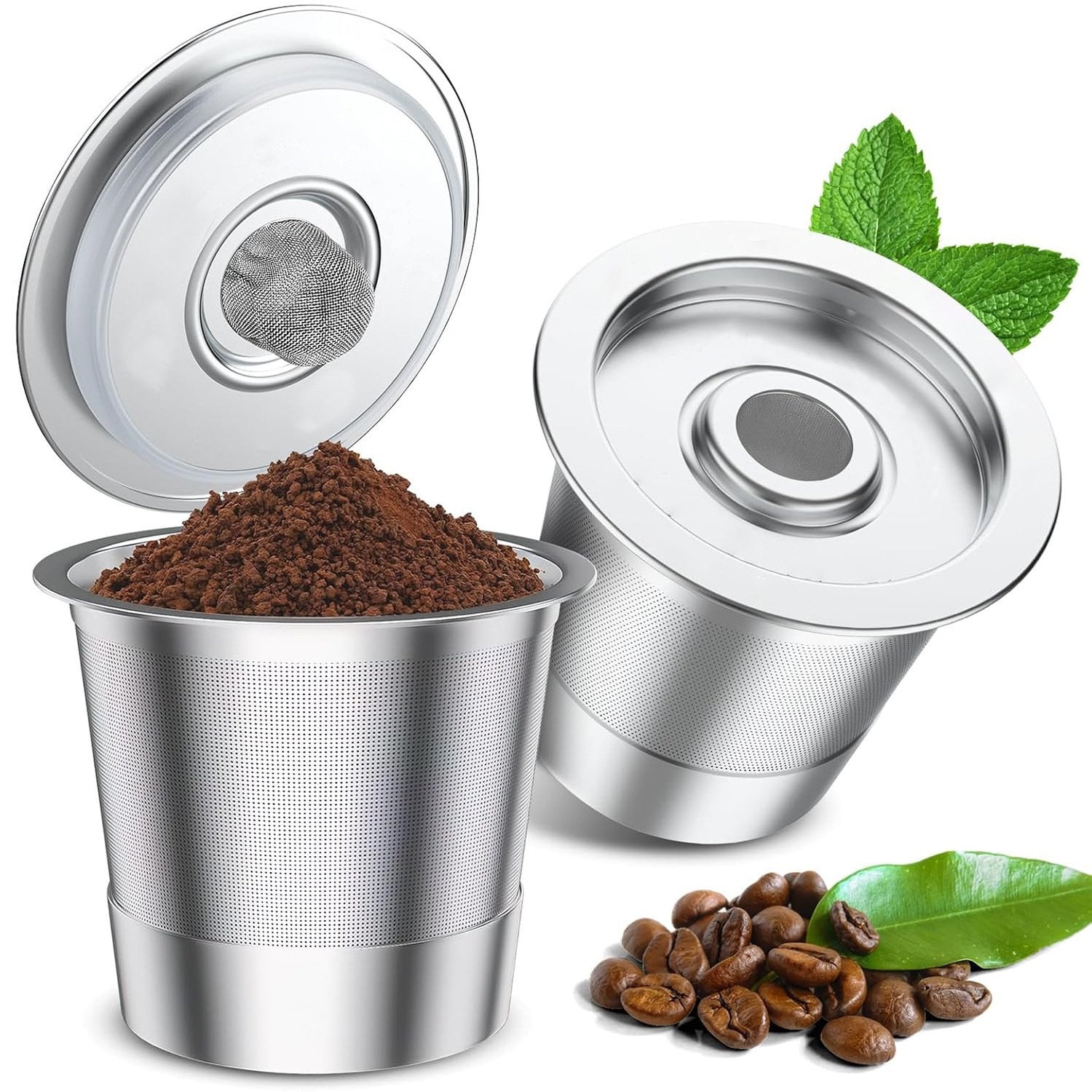 Zwei Wiederverwendbare Nachfüllbecher Für Keurig-kaffeemaschinen, Metallbecher-kaffeekapseln Für Keurig 1.0-kaffeemaschinen, Filter Inklusive