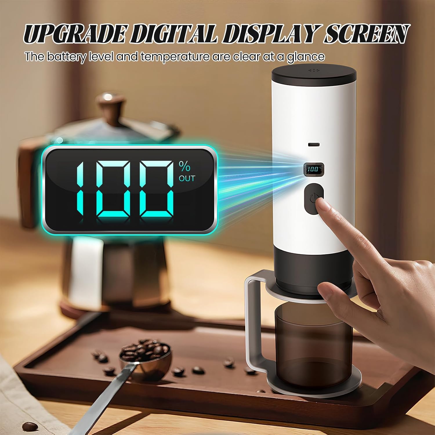 Tragbare Kaffeemaschine 72 W (12 V, Usb-aufladbar), Tragbare Kaffeemaschine, Kapselkaffeemaschine Und Kaffeepulvermaschine Mit 90-ml-espressotank