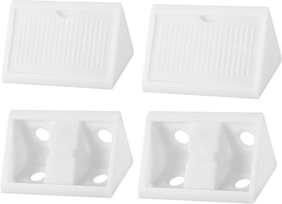 100 Eckverbinder, Möbelverbinder, Regalträger, 4 Löcher, Weiß, Kunststoff