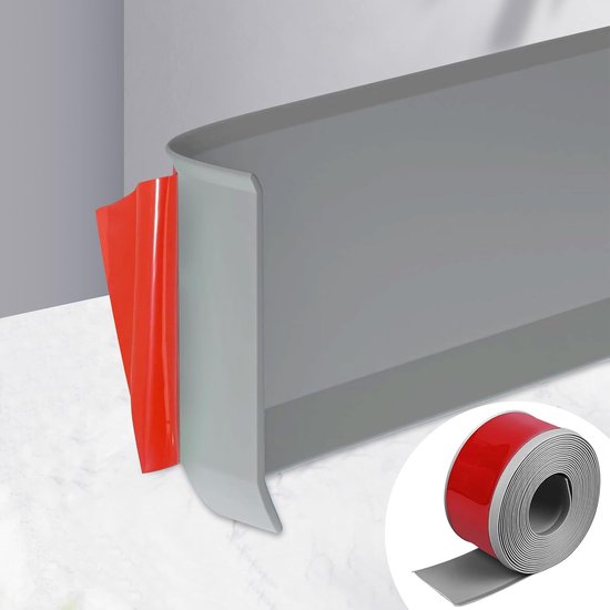 Flexible, Selbstklebende Sockelleiste, Weich, 5 M X 8 Cm, Pvc, Feuchtigkeitsbeständige Eckleiste, Gerillte Wandsockelleiste, Wasserdicht, Für Wände Und Böden (grau).
