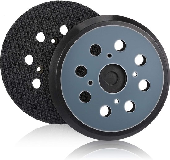 Zwei 125 Mm Exzentrische Schleifpapierpads Mit 8 Löchern Und Klettverschluss (blau).
