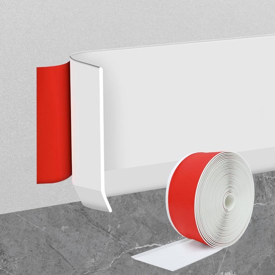 Flexible, Selbstklebende Sockelleiste, 5 M X 5 Cm, Pvc, Feuchtigkeitsbeständig/wasserdicht, Weiß