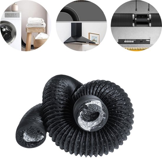 Lüftungsschlauch – 125 Mm Durchmesser, 6 Meter Länge, Flexibles Pvc – Verstärkter, Doppelwandiger Teleskopschlauch – Dunstabzugshauben, Badezimmer, Abluftventilatoren, Klimaanlagen