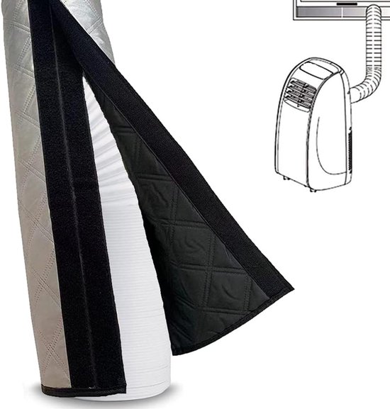 Klimaanlagenschlauchabdeckung, Klimaanlagenkanalisolierung, Dreilagige Isolierabdeckung, Mit 2 Verstellbaren Schnallenriemen, 150 X 53 Cm, Silber