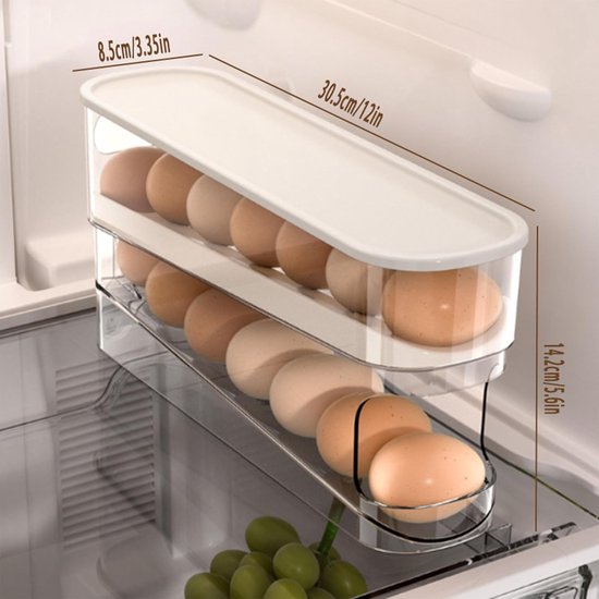 Eierablage Für Den Kühlschrank, Rollbarer Spender Für 12 Große Eier, Pte-material