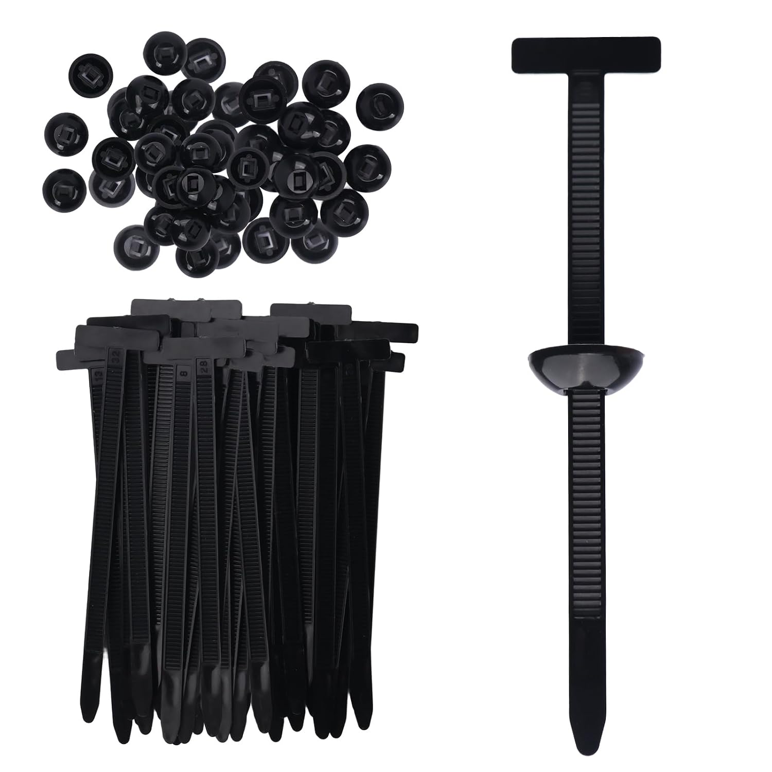100 Stück Universelle Nylon-kabelbinder – Für Autos – Selbstsichernd Und Einfach Zu Montieren Mit Stift- Und Knotenverschluss – Uv-beständig – 100 Stück