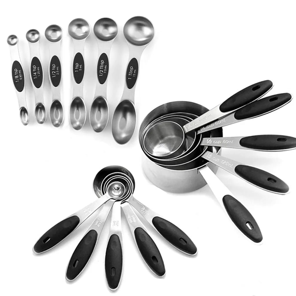 16-teiliges Set Aus Lebensmittelechten, Doppelseitigen Magnetischen Messlöffeln Aus Edelstahl, Geeignet Für Gewürze, Pulver Usw., Küchenutensilien - Schwarz.