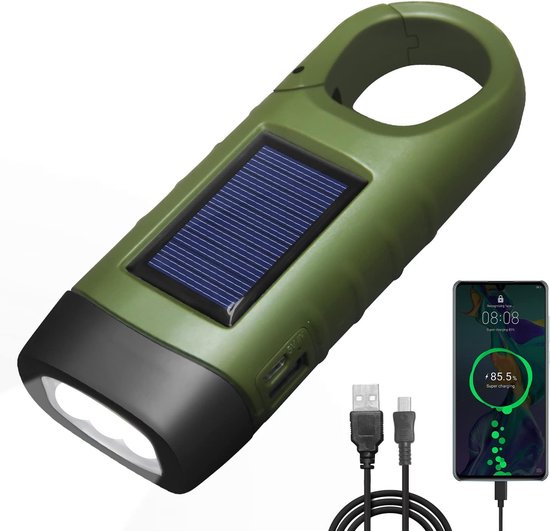 Notradio, Solarbetriebene Handkurbel-taschenlampe Und Handy-ladegerät, Usb-aufladbare Überlebensausrüstung, Grün