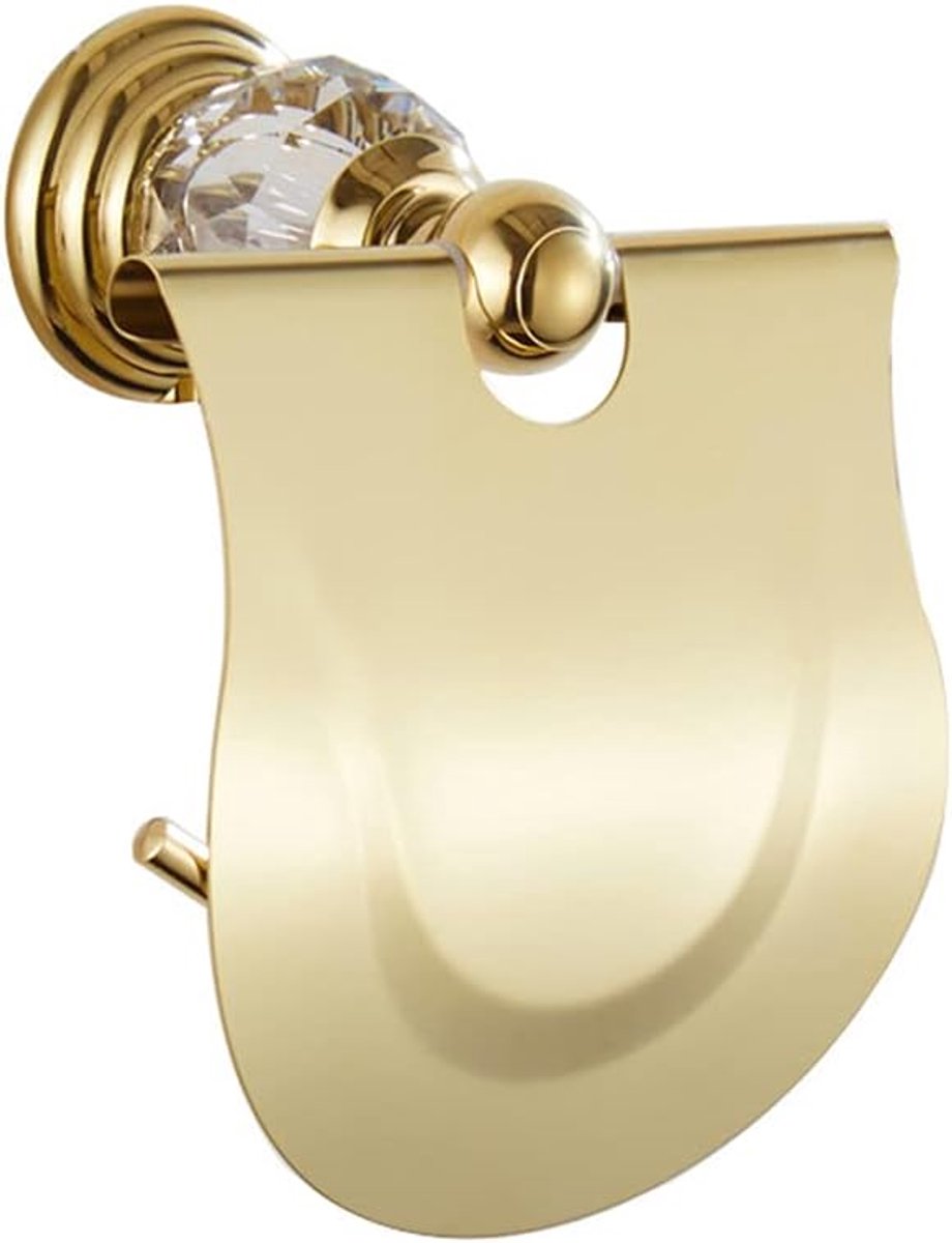 Luxuriöser Toilettenpapierhalter In Gold Mit Deckel Und Kristallverzierung