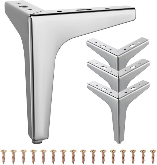 4-teiliges Set Metallmöbelbeine/sofabeine – Moderne Dreieckige Metallmöbelfüße – Diy-ersatzbeine Für Schränke/sofas/stühle – Silber – 15 Cm (6 Zoll)