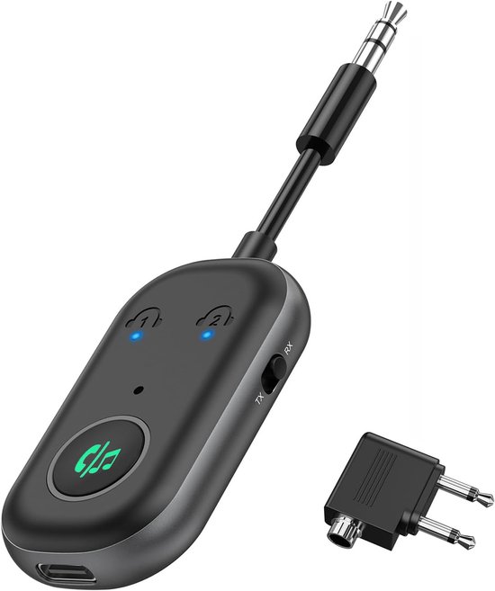 Bluetooth-sender Und -empfänger – Audioadapter – Kabelloses Hören – 2-in-1-dual-connect – 13 Stunden Wiedergabezeit – Schwarz