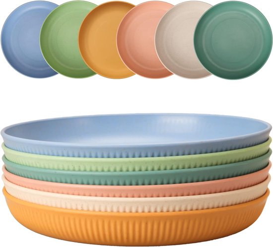 6-teiliges Teller-set – Unzerbrechliche, Tiefe Picknickteller Aus Kunststoff – 22,5 Cm Durchmesser – Für Salate, Pasta, Partys Und Zuhause – Mikrowellen- Und Spülmaschinenfest