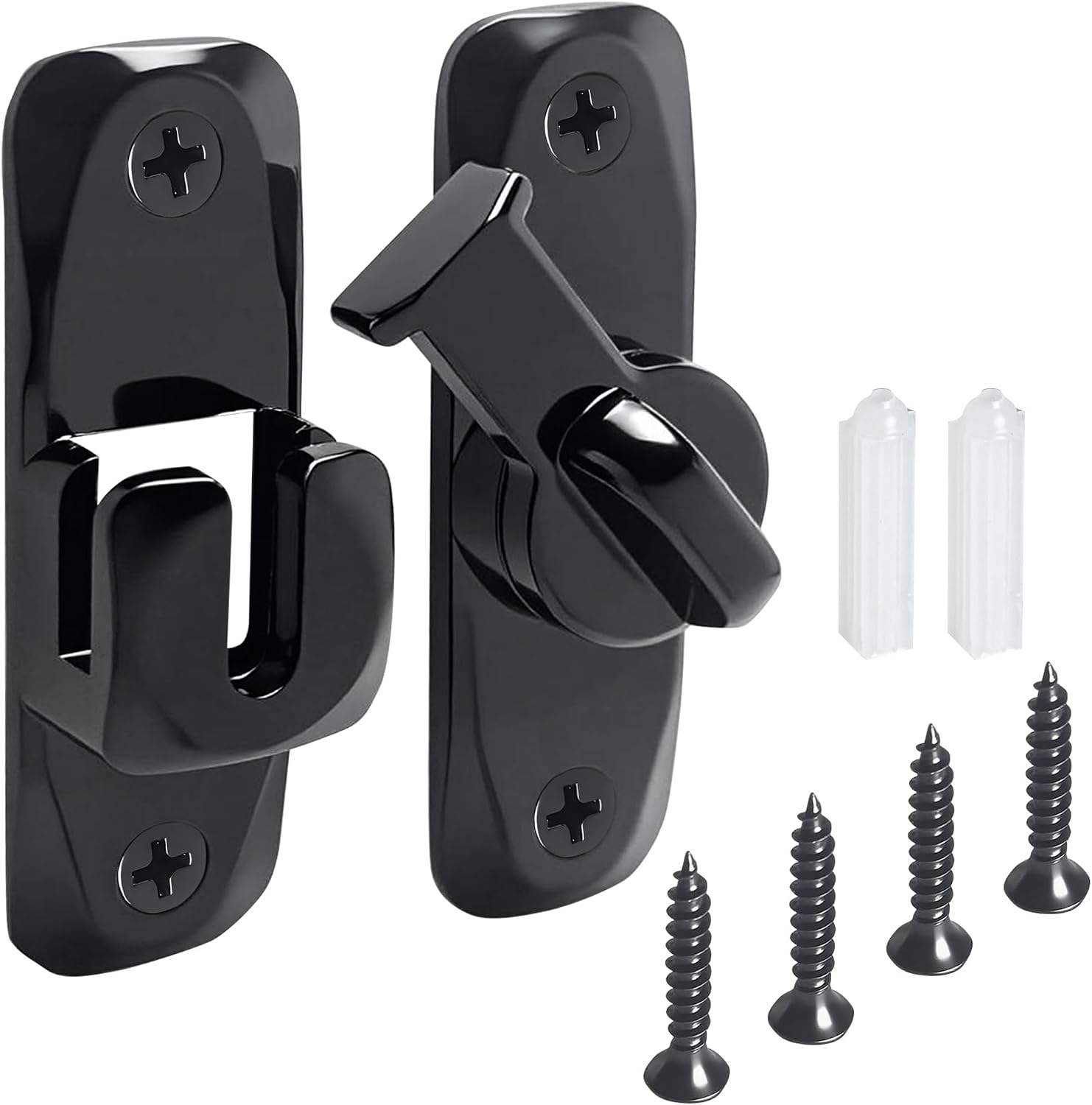2er-pack Schiebetürschloss (90/180°) – Sicherheits- Und Sichtschutz-miniaturschloss – 80 X 25 Mm – Geeignet Für Gartenhäuser, Gärten, Badezimmer Und Schränke – Schwarz