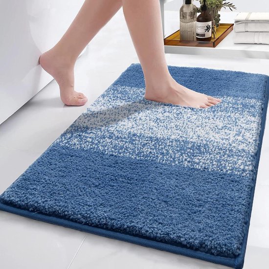 Badematte 80 X 120 Cm, Rutschfest, Maschinenwaschbar, Mikrofaser, Saugfähig, Weich, Blau.
