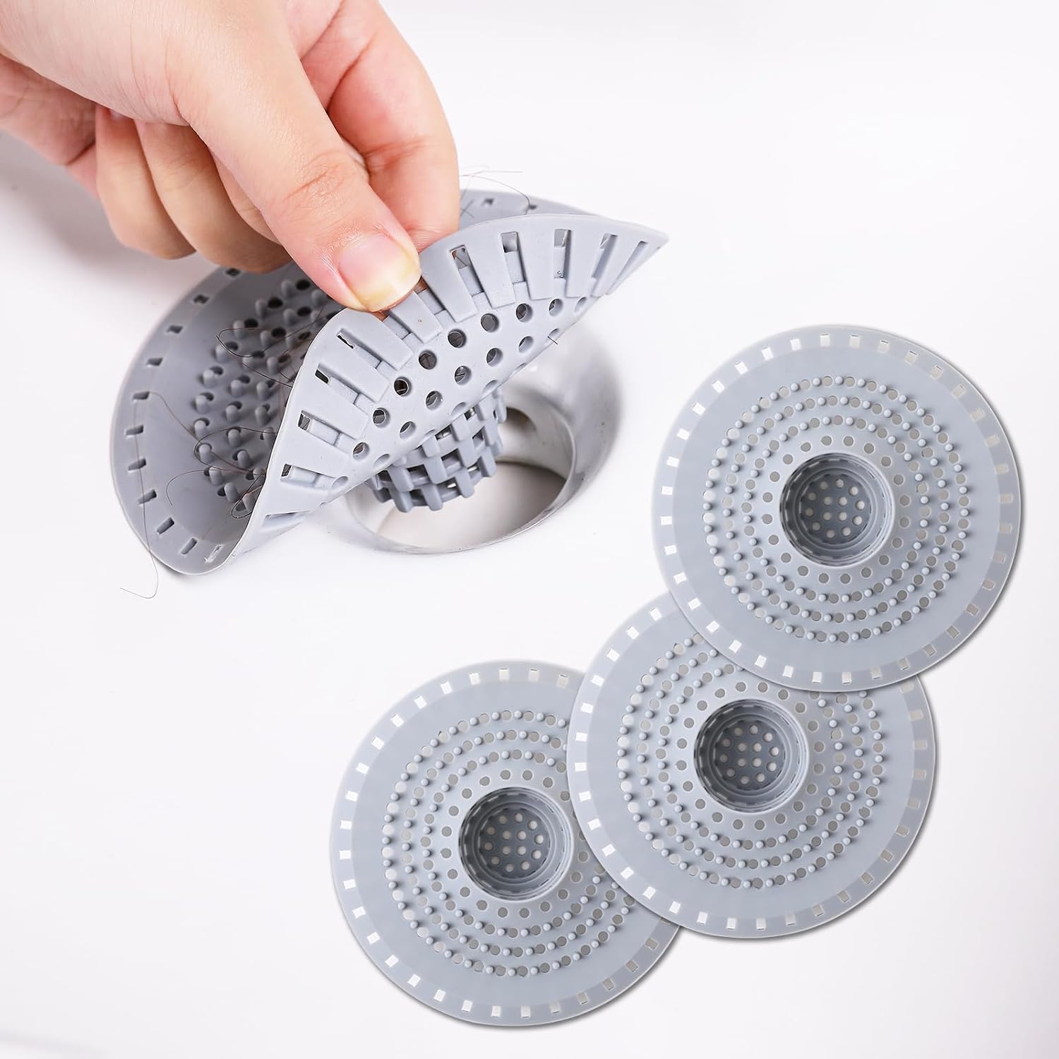 3er-pack Silikon-haarfänger Für Badewannenabflüsse, Faltbare Duschsiebe (passend Für Abflüsse Mit 1,48"-1,75")