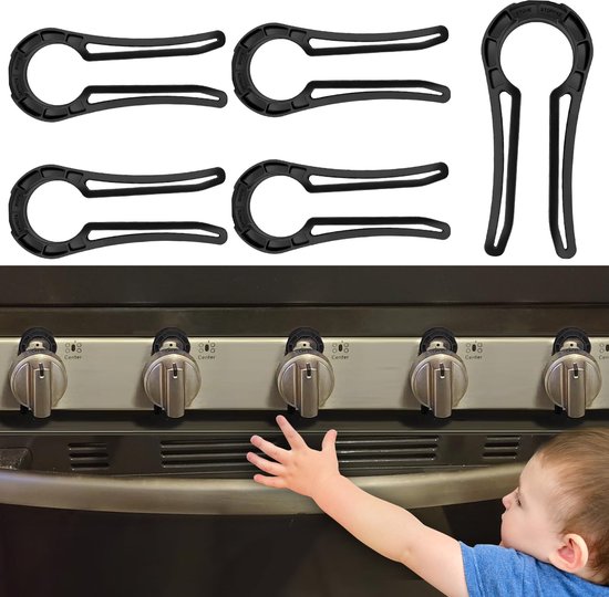 5er-packung Schwarze Kindersicherungen Für Gasherdknöpfe Und Backofen
