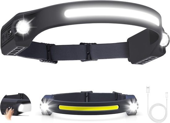 Wiederaufladbare Led-stirnlampe Mit Cob-leds – Mit Bewegungssensor – 260°-weitwinkelabstrahlwinkel – Wasserdicht Nach Ipx4 – Ideales Campingzubehör