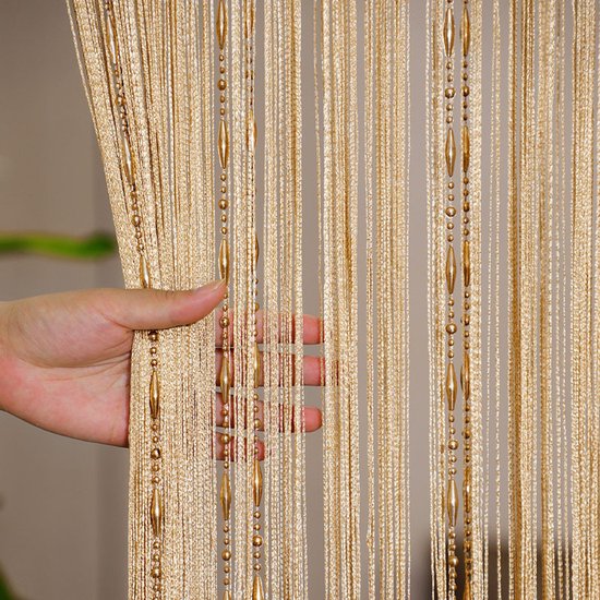100 X 200 Cm Champagnerfarbener Perlen-fliegengittervorhang Für Türen – Insektenschutz