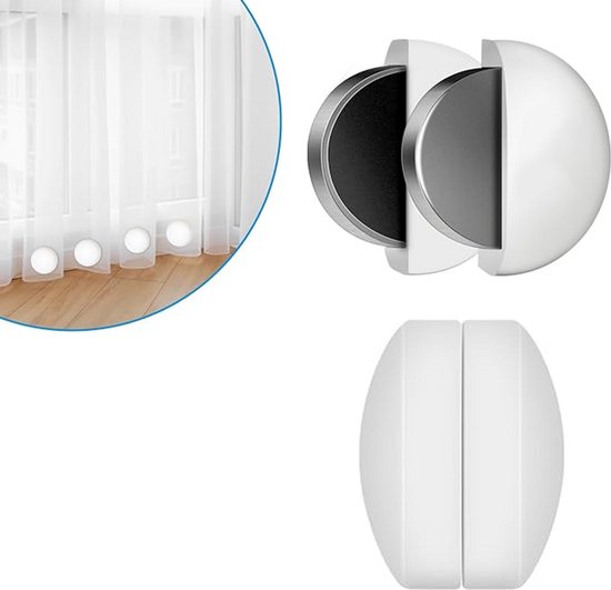 2 Paar Starke Magnetische Gegengewichte Für Duschvorhänge/tischdecken (4 Cm Durchmesser) – Weiß