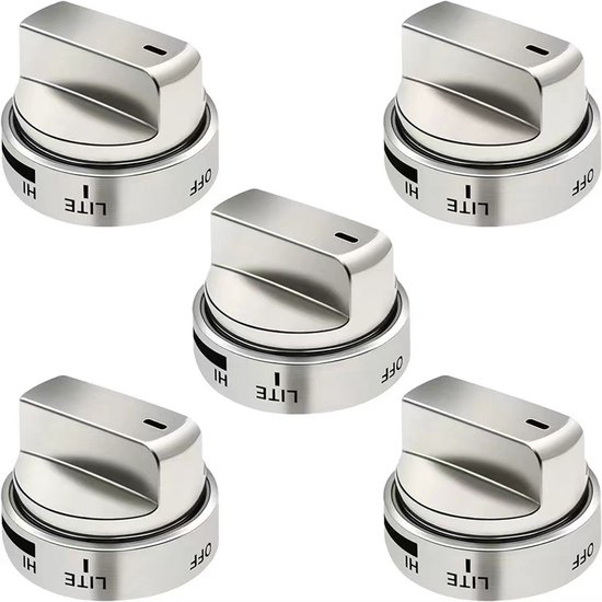 5-teiliges Set Universeller Ersatzknöpfe Für Gasherde Und Backöfen – Silber
