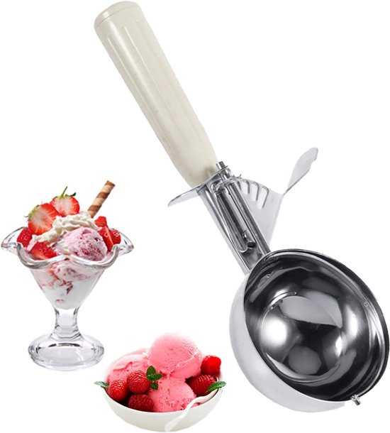 Eiskugelportionierer, 6,7 Cm Durchmesser, Mit Auslösemechanismus, Cremefarbener Edelstahl, Für Eiscreme, Kekse, Kuchenteig
