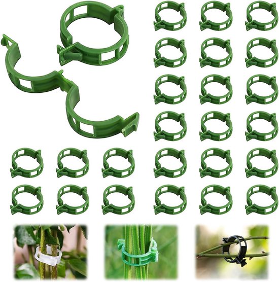 100 Pflanzenclips – Kunststoff-pflanzenclips – Wiederverwendbare Pflanzenstützclips – Kunststoffclips – Pflanzenclips Für Kletterpflanzen – Tomatenclips