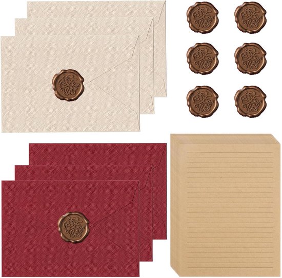 22 Vintage-schreibblätter – Braune Kraftpapier-umschläge – Mit Wachssiegel Und A5-umschlag – Karten & Basteln – Einladungsumschläge – Kartenherstellung – Für