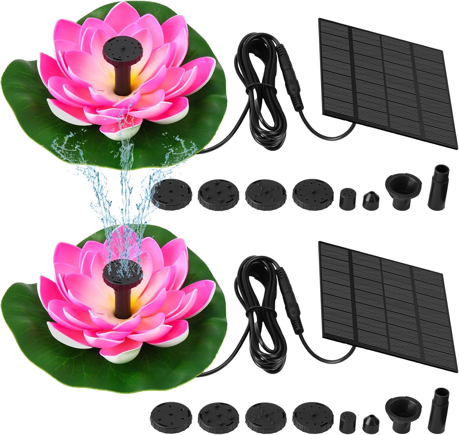 2-teiliger Solarbrunnen – Seerosen-solarbrunnen Mit 6 Düsen – Geeignet Für Vogeltränken – Gartenteich- Und Gartendekoration