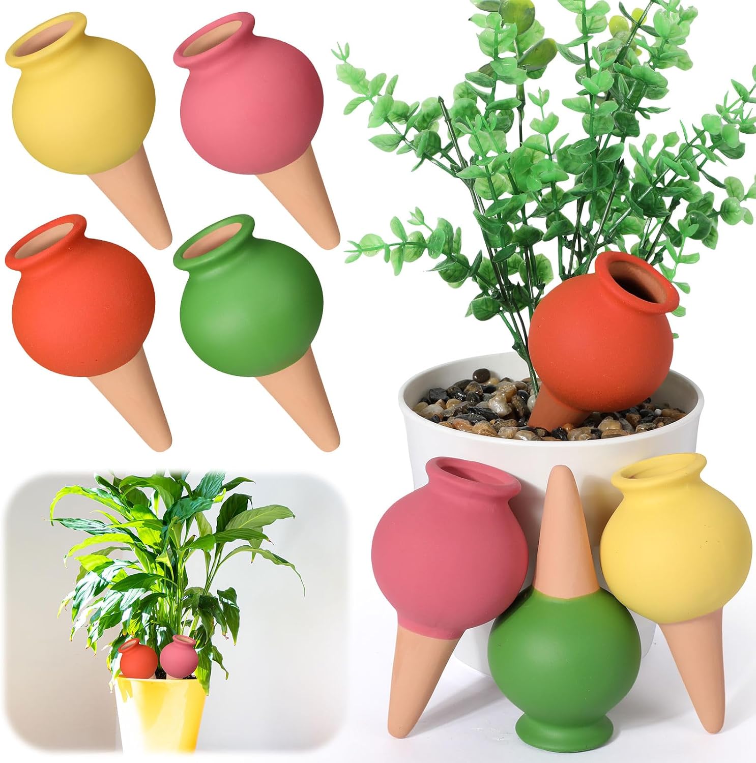 Selbstbewässernde Terrakotta-steckstecker – Keramik-tropfer – 6er-set – Für Zimmerpflanzen – Hübsches Gartendesign – Verschiedene Farben – Festtagsdekoration