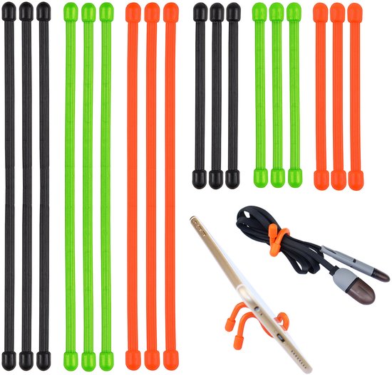 18er-pack Wiederverwendbare, Flexible Kabelbinder (7,6 Cm & 15 Cm)