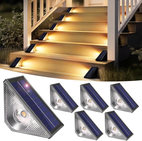 Solarleuchten Für Den Außenbereich, Geeignet Für Treppen Und Stufen, Warmweißes Licht, 6er-pack