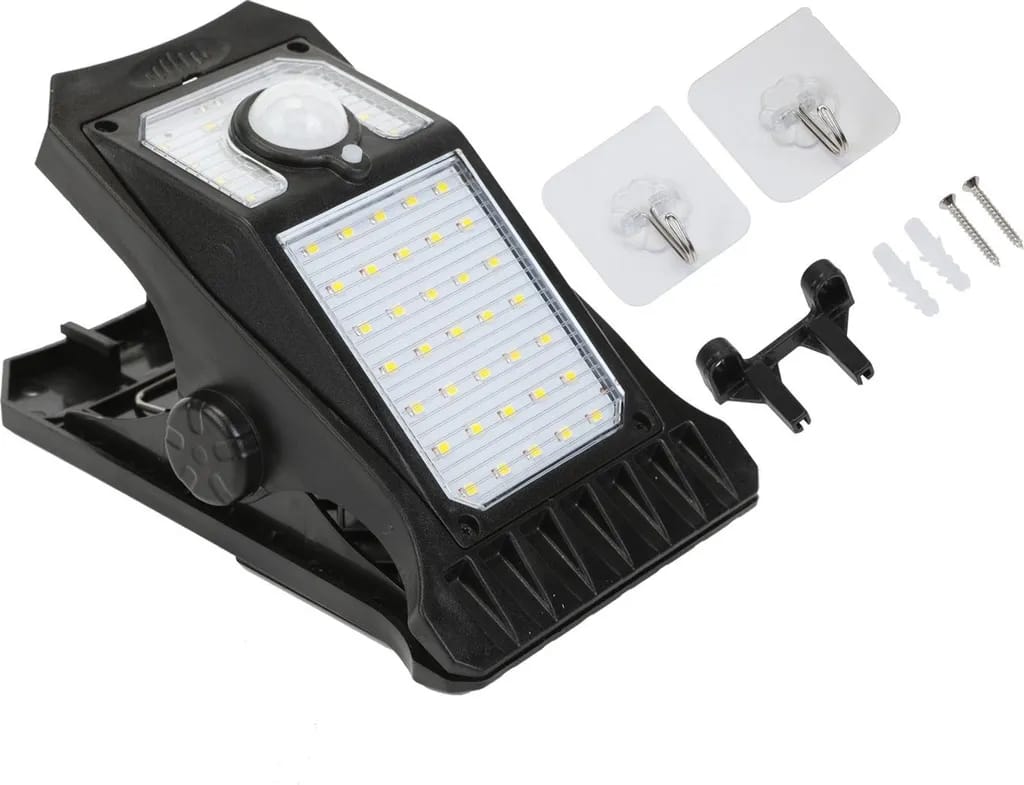 Solarbetriebene Klemmleuchte, 45 Led-perlen – Warmes Licht, Wasserdicht, Mit Bewegungssensor.