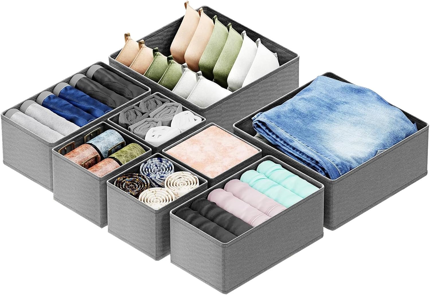 8-teiliges Aufbewahrungsbox-set Im Schubladenstil Für Kinderzimmer Und Kleiderschränke, Geeignet Zur Aufbewahrung Von Kleidung, Babykleidung, Unterwäsche Und Socken.
