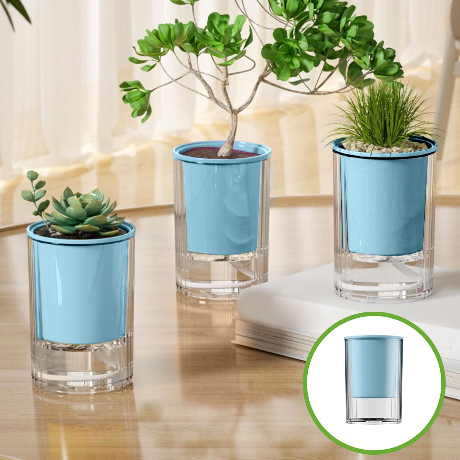 Selbstbewässernde Blumentöpfe, 1er-pack, Mit Wasserreservoir, Transparente Selbstbewässernde Blumentöpfe, Geeignet Für Zimmerpflanzen - Blau.