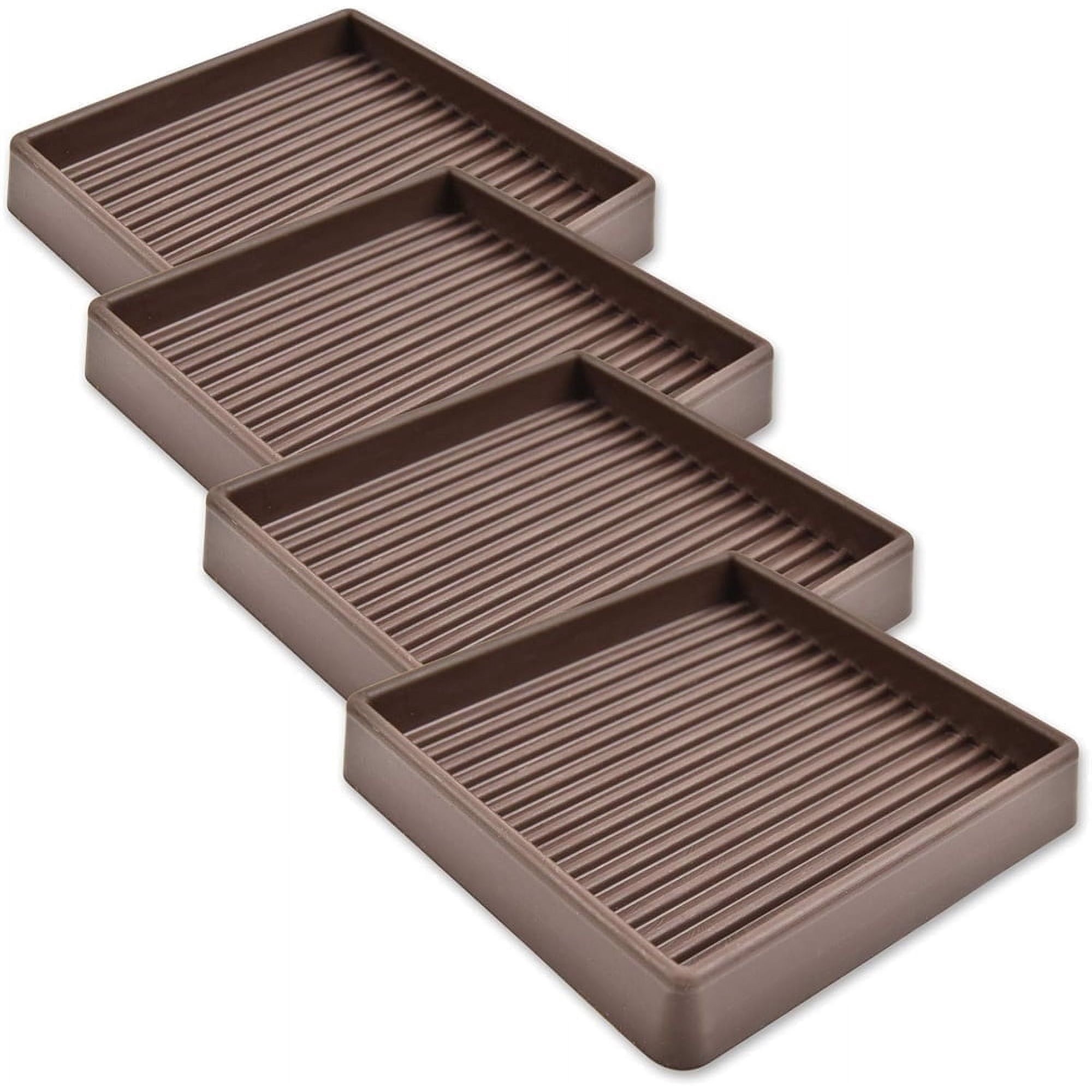 3x3 Zoll Quadratische Gummi-möbelrollengleiter, Rutschfeste Möbelmatten, Bettgitter, Bodenschoner, Anti-rutsch-funktion - Schützt Den Boden (braun, 4 Stück).