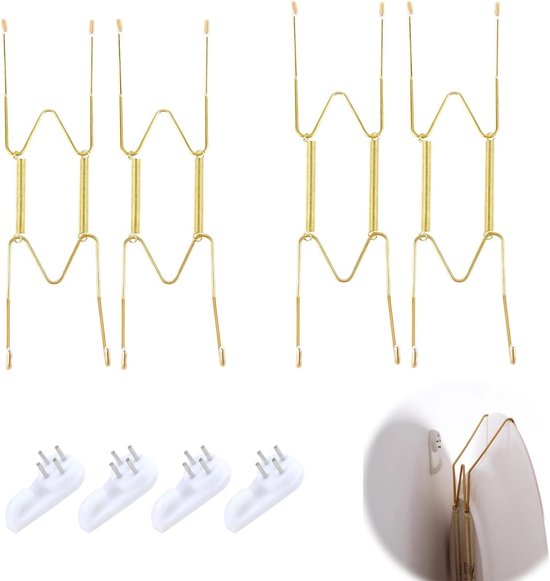 Unsichtbare Wandhaken – 4-teilig – Xl – 22,4 Cm – Gold – Wanddekorationsständer – Zum Aufhängen Von Dekotafeln Und Kunstwerken – Inklusive Spurloser Nägel