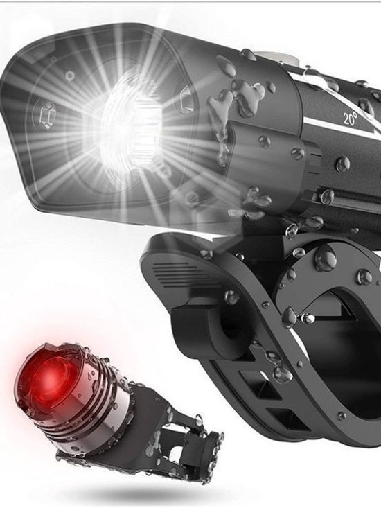 Komplettes Frontlicht-set – 400 Lumen – Ipx4 Wasserdicht – Wiederaufladbare Led-fahrradlampe – Rücklicht – Geeignet Für Mountainbikes