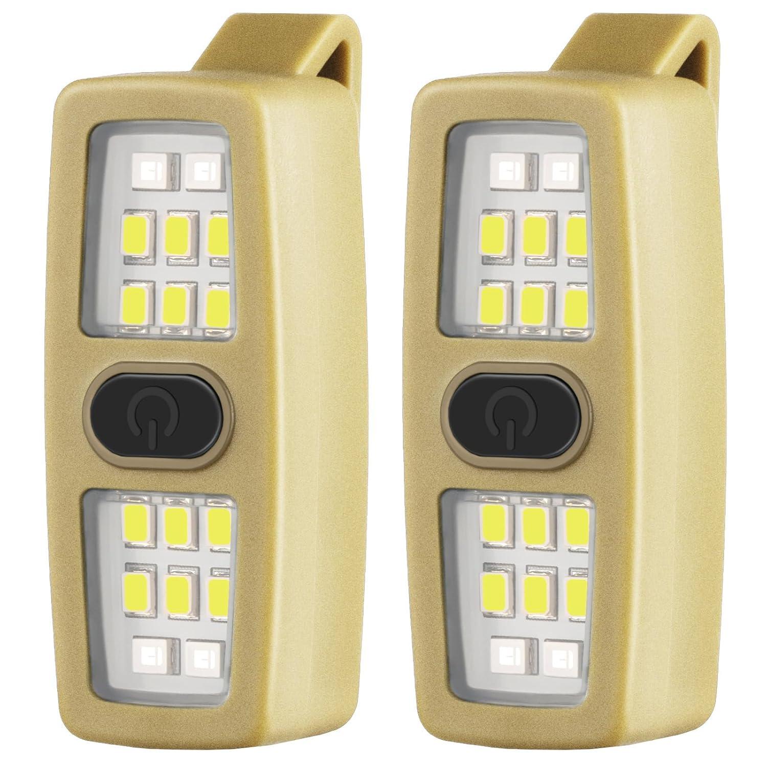 2er-pack Khakifarbene, Wiederaufladbare Led-sicherheitstaschenlampe Zum Anclipsen Für Den Einsatz Bei Nacht