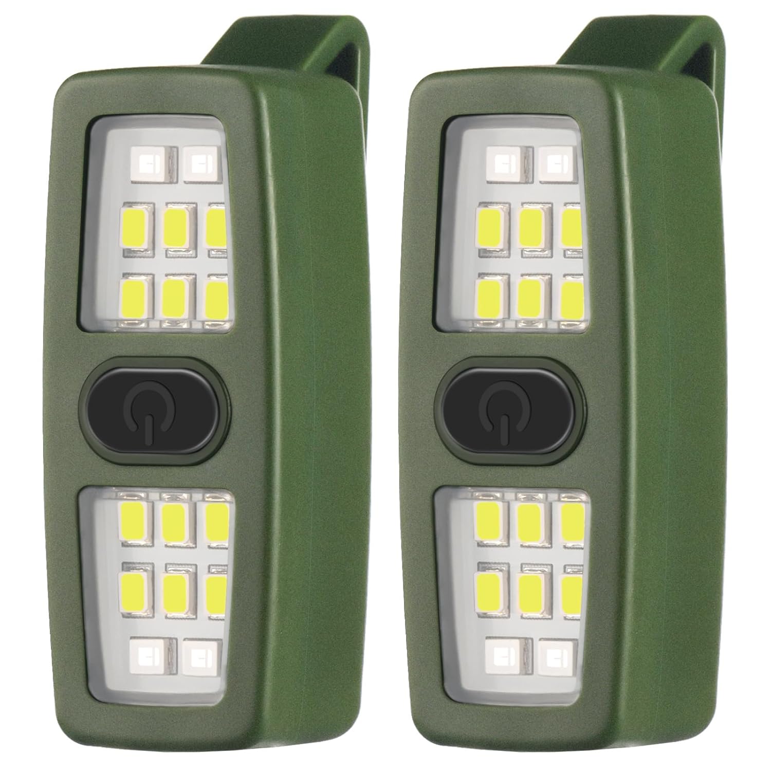 2er-pack Grüne, Wiederaufladbare Led-sicherheitstaschenlampe Zum Anclipsen Für Den Einsatz Bei Nacht