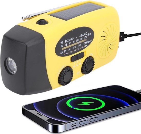 Solarbetriebenes Radio Mit Handkurbel, 2000 Mah Akku, Am/fm Frequenzband, Led-taschenlampe Und Sos-alarm Für Outdoor-survival Und Camping.