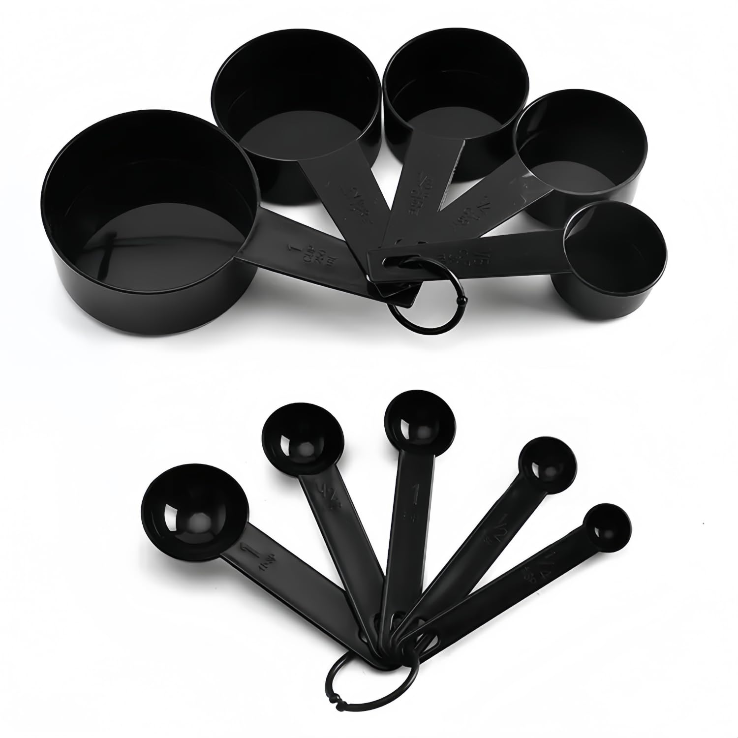 Backutensilien, Messbecher- Und Löffelset Aus Kunststoff, Mit Abgestuften Messbechern Und -löffeln, 10-teiliges Set, Kunststoff, Schwarz