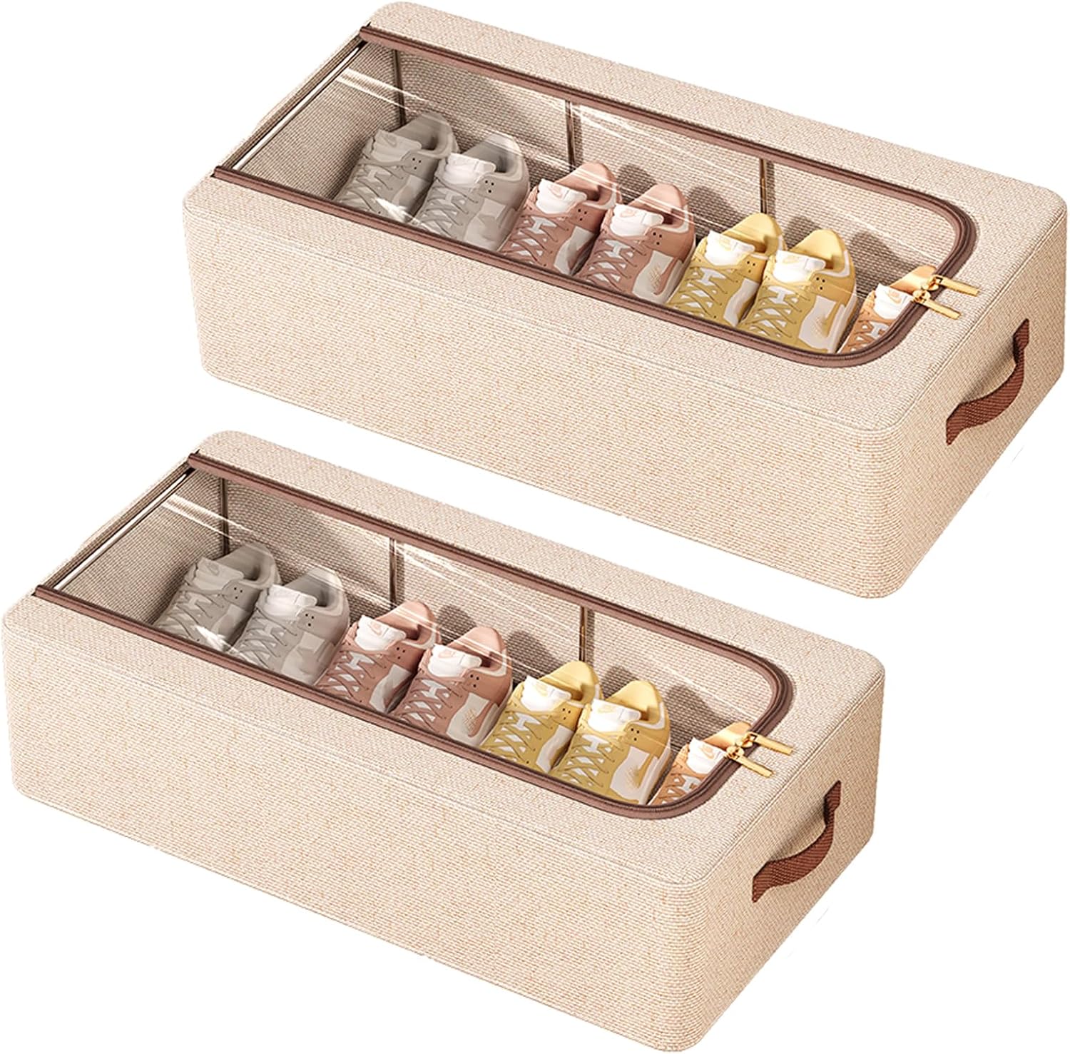 2er-pack Schuhaufbewahrungsboxen Für Den Kleiderschrank, Aufbewahrungsboxen, Hutablage, Aufbewahrungsboxen Für Unter Das Bett, Faltbare, Stapelbare Schuhaufbewahrungsboxen